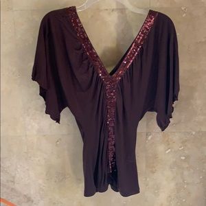 Bcbg v neck front and back sequins top